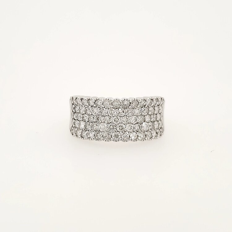 40304 14K WHITE GOLD 1.50CTW DIAMOND SCALLOPED COCKTAIL RING