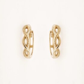 31113 14K YELLOW GOLD HIGH POLISH MILIGRAIN INFINITY DESIGN HUGGIES