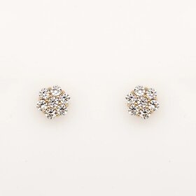31114 14K YELLOW GOLD 6MM CLUSTER CUBIC ZIRCONIA STUDS