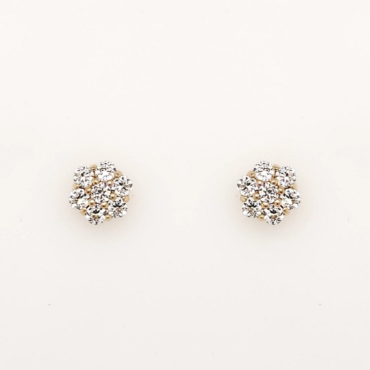 31114 14K YELLOW GOLD 6MM CLUSTER CUBIC ZIRCONIA STUDS