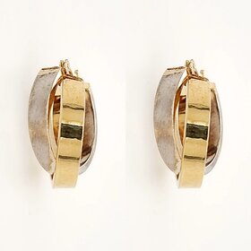 31126 14K TWO TONE 0.75" 3.30MM  HIGH POLISH CROSSOVER HOOPS
