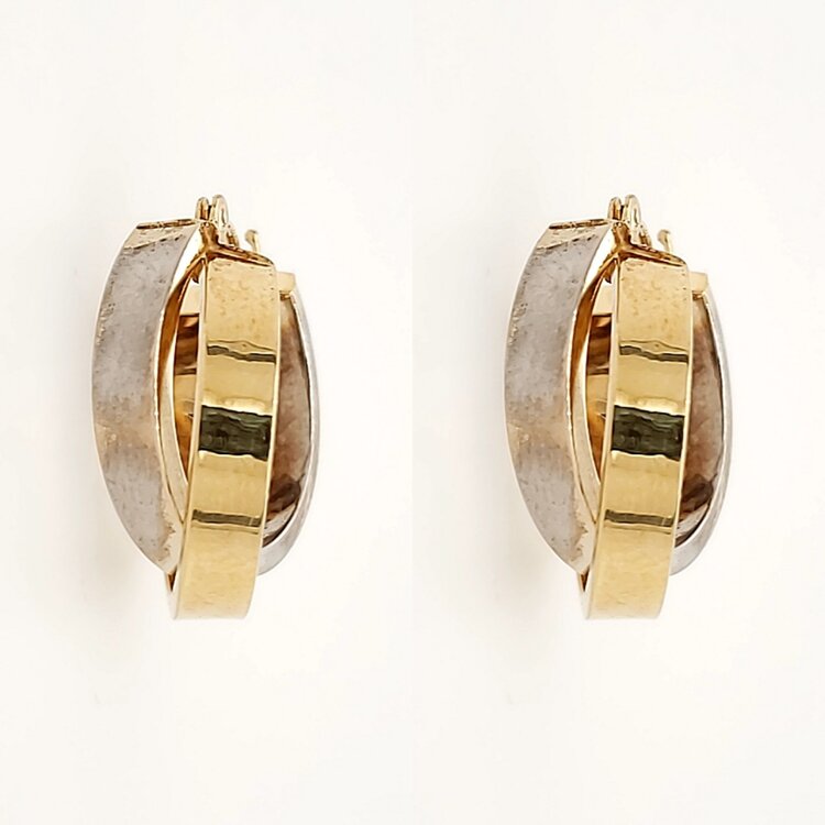 31126 14K TWO TONE 0.75" 3.30MM  HIGH POLISH CROSSOVER HOOPS