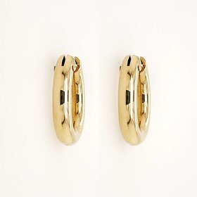 31125 18K YELLOW GOLD 0.78" 4MM OVAL TUBE HOOPS