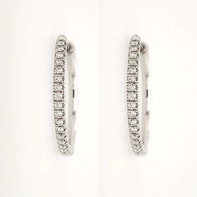 31140 14K WHITE GOLD .35CTW DIAMOND SCREWBACK HOOPS