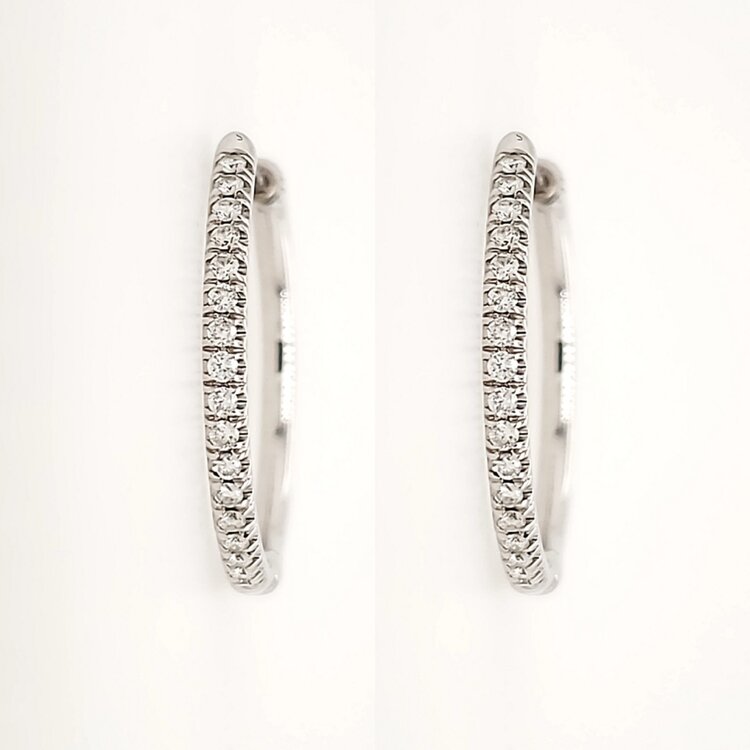 31140 14K WHITE GOLD .35CTW DIAMOND SCREWBACK HOOPS