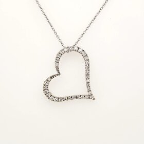70594 18K WHITE GOLD .25CTW DIAMOND HEART PENDANT NECKLACE