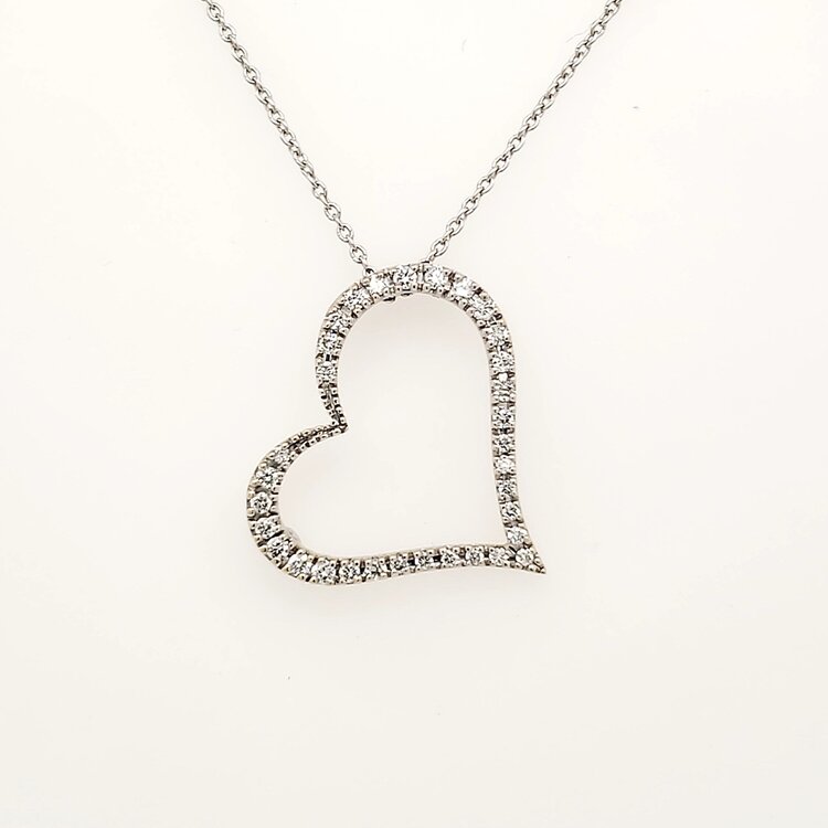 70594 18K WHITE GOLD .25CTW DIAMOND HEART PENDANT NECKLACE