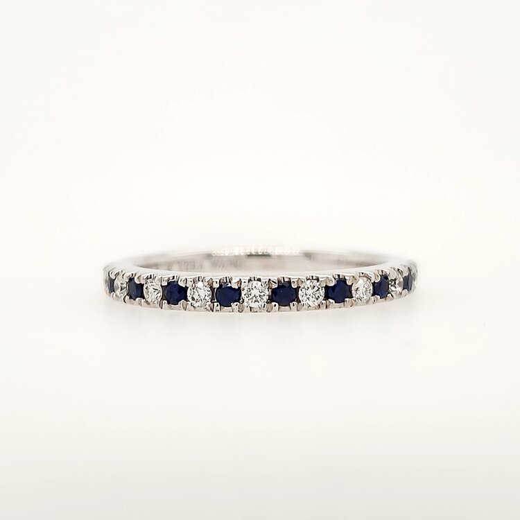 40316 14K WHITE GOLD DIAMOND AND SAPPHIRE BAND