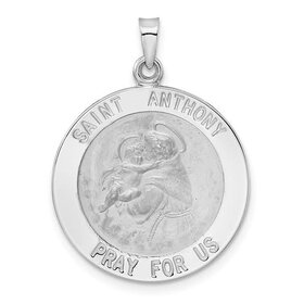 77115 14K WHITE GOLD 20MM ROUND SAINT ANTHONY MEDAL