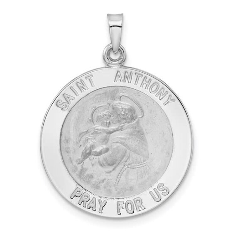 77115 14K WHITE GOLD 20MM ROUND SAINT ANTHONY MEDAL