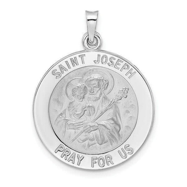77983 14K WHITE GOLD 20.2MM LARGE SOLID SAINT JOSEPH MEDAL