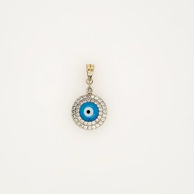 78119 18K YELLOW GOLD CUBIC ZIRCONIA EVIL EYE CHARM