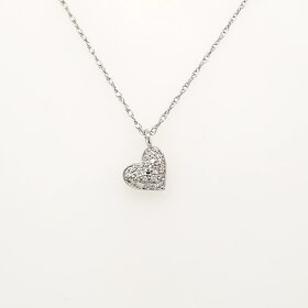 70593 14K WHITE GOLD .06CTW DIAMOND PETITE HEART PENDANT NECKLACE