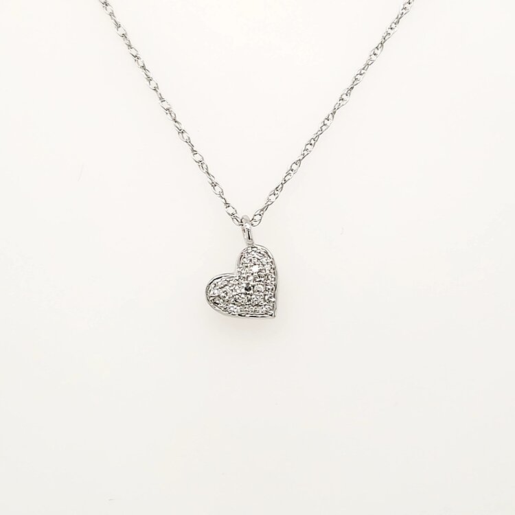 70593 14K WHITE GOLD .06CTW DIAMOND PETITE HEART PENDANT NECKLACE