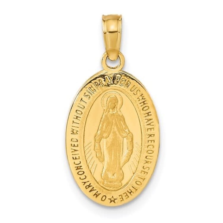 78094 14K YELLOW GOLD 14MM SMALL OVAL MIRACULOUS SMALL MEDAL CHARM