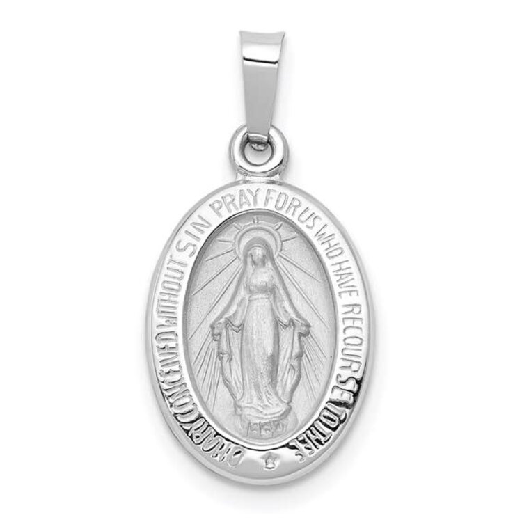 77687 14K WHITE GOLD 17MM OVAL MIRACULOUS MEDAL