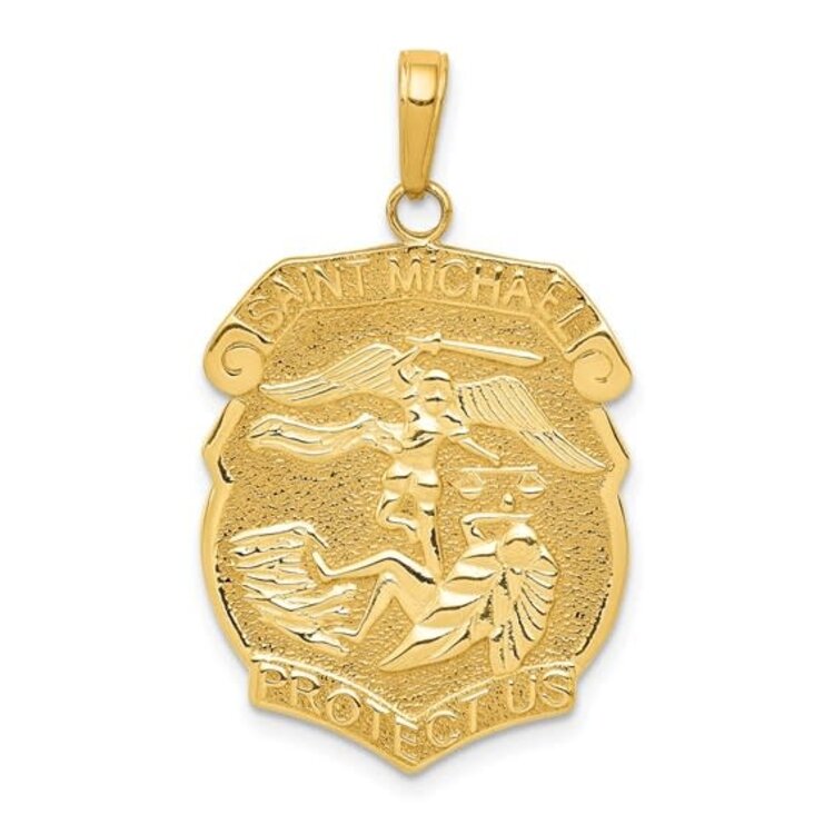 77199 14K YELLOW GOLD 27.7MM  SAINT MICHAEL MEDAL