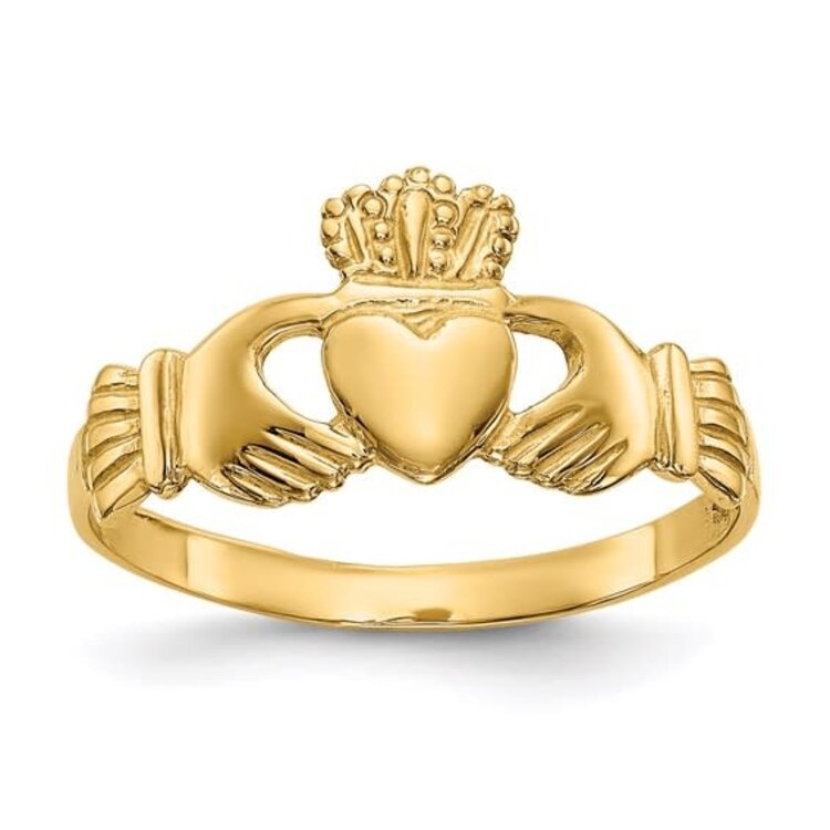 40149 14K YELLOW GOLD HIGH POLISH CLADDAGH RING (SIZE 7)