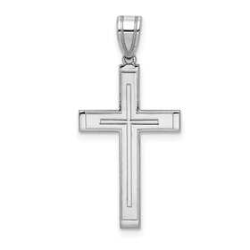 77273 14K WHITE GOLD 29MM LINED CROSS