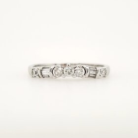 477725 14K WHITE GOLD .25TCW DIAMOND  BAGUETTE CURVED WEDDDING  BAND