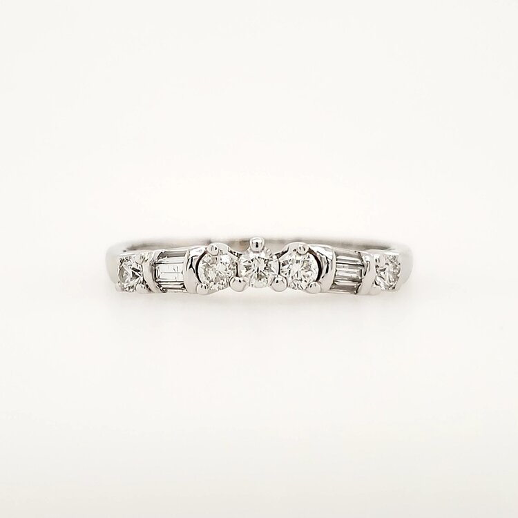 477725 14K WHITE GOLD .25TCW DIAMOND  BAGUETTE CURVED WEDDDING  BAND