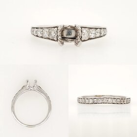 477690 14K WHITE GOLD GRADUATING DIAMONDS  ENGAGEMENT RING WITH MATCHING BAND