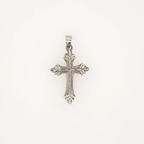 77286 14K WHITE GOLD 1.15" DIAMOND CUT SATIN FINISH CROSS