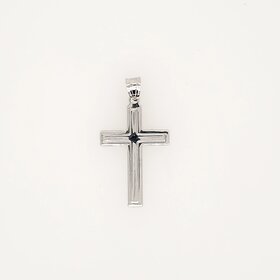 77283 14K WHITE GOLD 1.15"HIGH POLISH  LINED CROSS