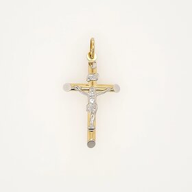 77289 14K TWO TONE 1.30" HIGH POLISH INRI CRUCIFIX