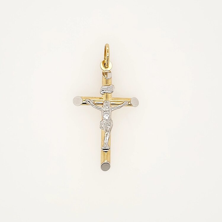 77289 14K TWO TONE 1.30" HIGH POLISH INRI CRUCIFIX