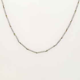 50041 14K WHITE GOLD 16" DIAMOND CUT BAR LINK CHAIN