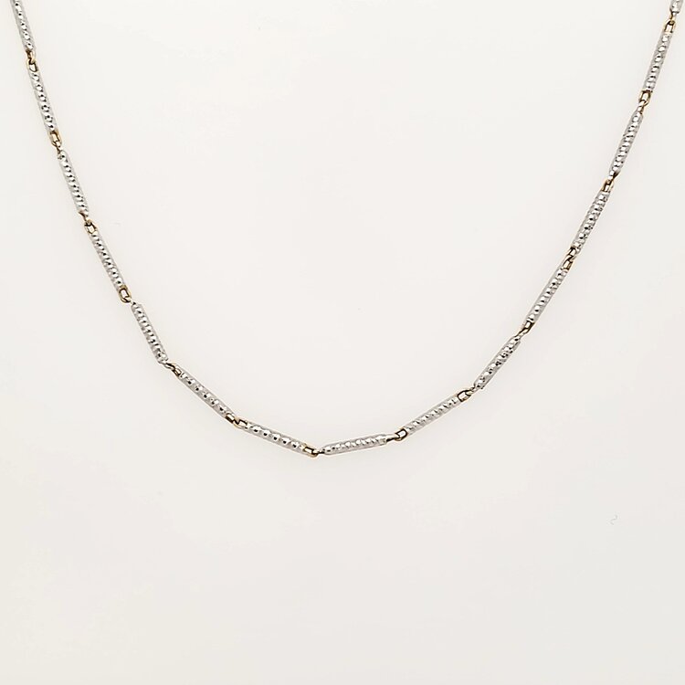 50041 14K WHITE GOLD 16" DIAMOND CUT BAR LINK CHAIN