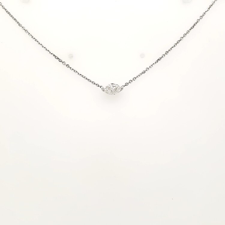 70609 14K WHITE GOLD .44CTW DIAMOND MARQUISE SIDEWAY PENDANT WITH 10K CHAIN