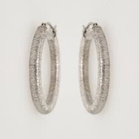 31683 14K   WHITE GOLD 1" 3MM  THICK COILED TUBE HOOPS