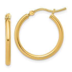 32371 14K YELLOW GOLD 1" 3MM HIGH POLISH HOOPS