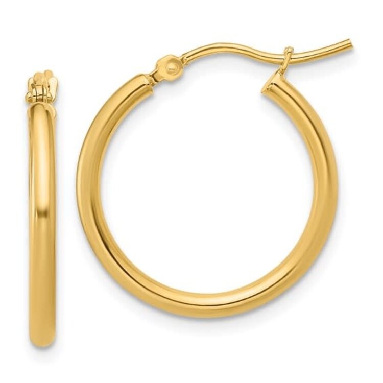 32371 14K YELLOW GOLD 1" 3MM HIGH POLISH HOOPS