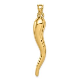 78125 14K YELLOW GOLD 2" ITALIAN HORN CHARM