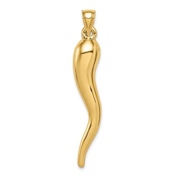 78125 14K YELLOW GOLD 2" ITALIAN HORN CHARM