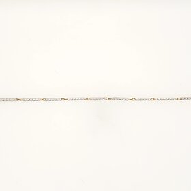 20360 14K TWO TONE 10" DIAMOND CUT BARREL LINK ANKLET BRACELET
