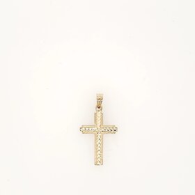 77296 14K YELLOW GOLD DIAMOND CUT CENTER WITH TEXTURED EDGE CROSS