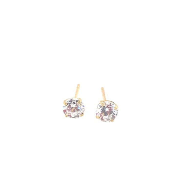 31188 14K YELLOW GOLD 5MM ROUND CUBIC ZIRCONIA SCREWBACKS