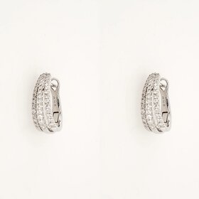 31193 18K WHITE GOLD 0.65"  .49CTW DIAMOND 3 ROW  OVAL HOOPS