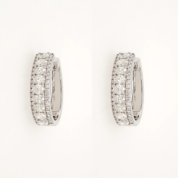 31192 18K WHITE GOLD 2.02CTW DIAMOND OVAL SHAPE CENTER 4 PRONG OVAL HOOPS