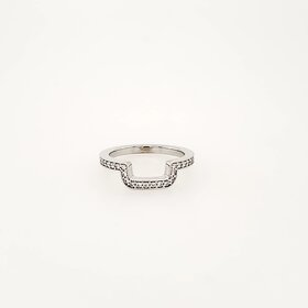 475226 14K WHITE GOLD .20CTW DIAMOND MILGRAIN SET SQUARE  U SHAPE WEDDING BAND