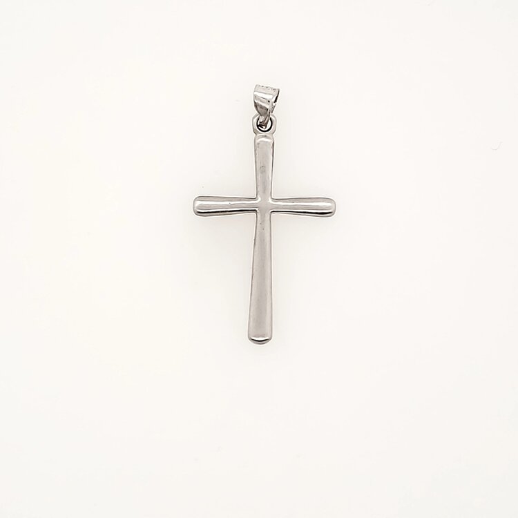 75205 14K WHITE GOLD BRUSHED TEXTURE CROSS