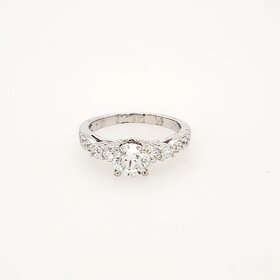 47579 14K WHITE GOLD .91CT ROUND (H-I1) .56CTW  DIAMOND GRADUATING SETTING ENGAGEMENT RING