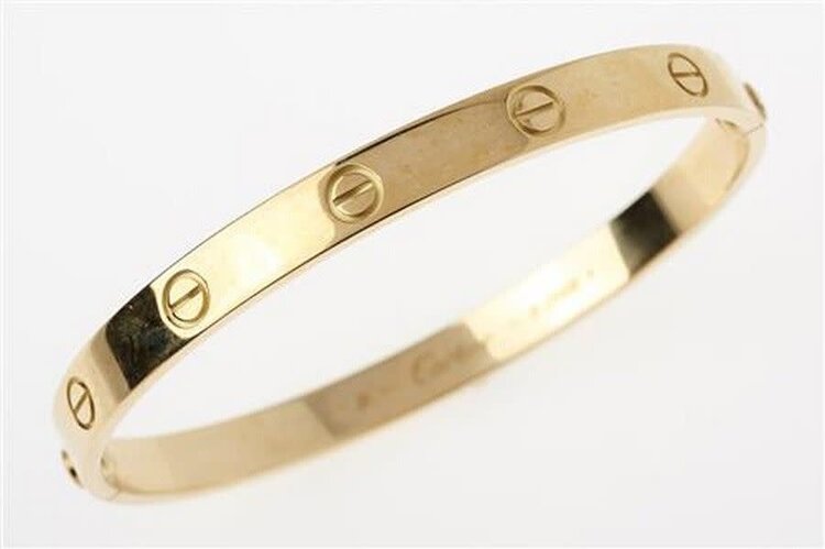 20364 14K YELLOW GOLD SCREW DESIGN BANGLE