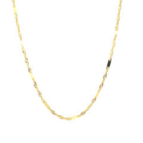 50371 14K YELLOW GOLD 20" MIRROR BAR WITH SPIGA LINK CHAIN