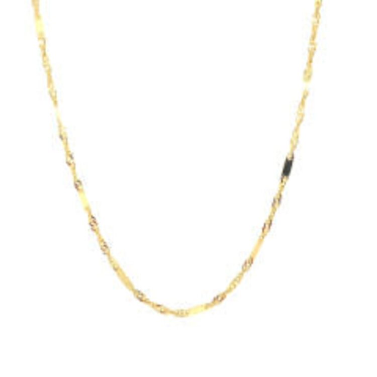 50371 14K YELLOW GOLD 20" MIRROR BAR WITH SPIGA LINK CHAIN