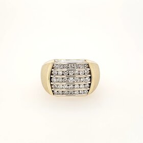 45046 14K YELLOW GOLD 1.5CT DIAMOND 5 ROW CHANNEL SET MEN'S RING